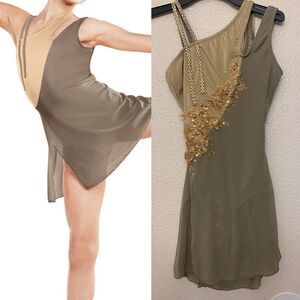 Tenth House solo custom 2 Die 4 Dance costume tan SATEEN TD25463 SA-Small adult
